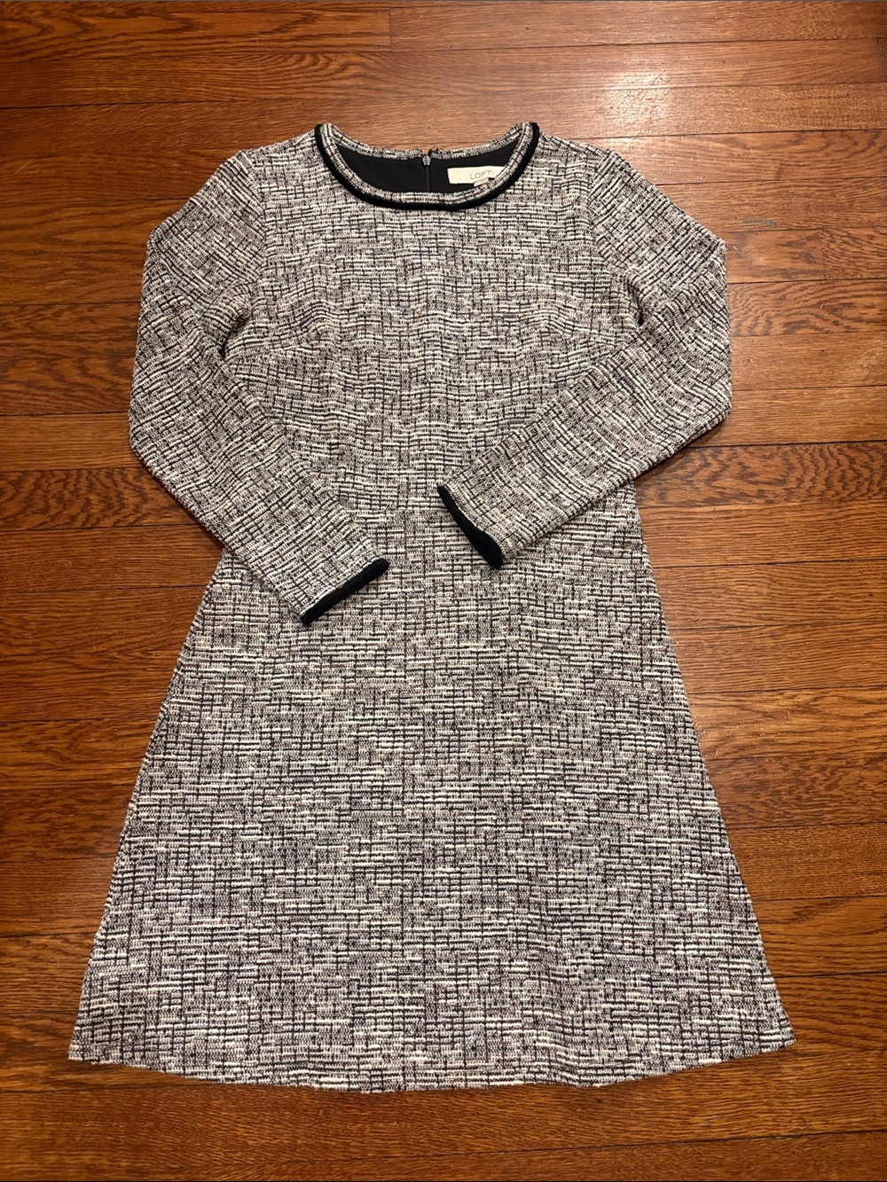 Loft Black and White Tweed Dress